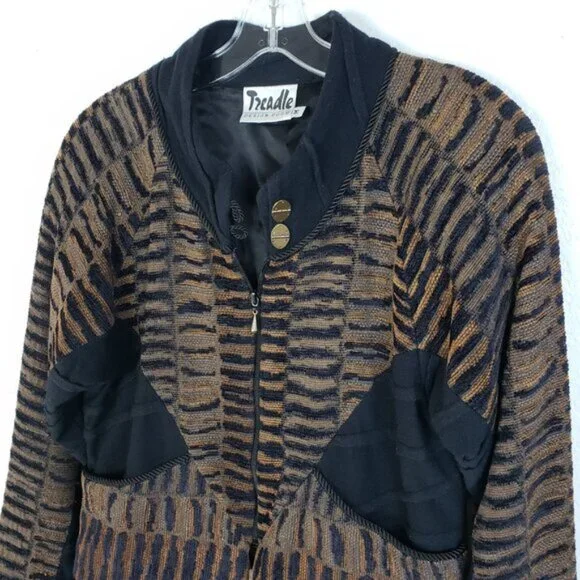 Vintage Treadle Design Room Tapestry Blazer Jacket Mixed Media Wool Blend size M - Picture 15 of 15